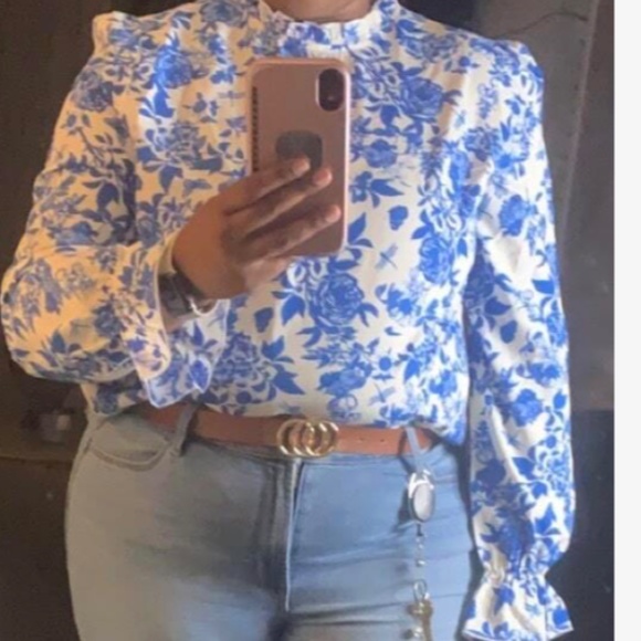 Boho Floral Print Ruffle Sleeve Blouse - Picture 3 of 8